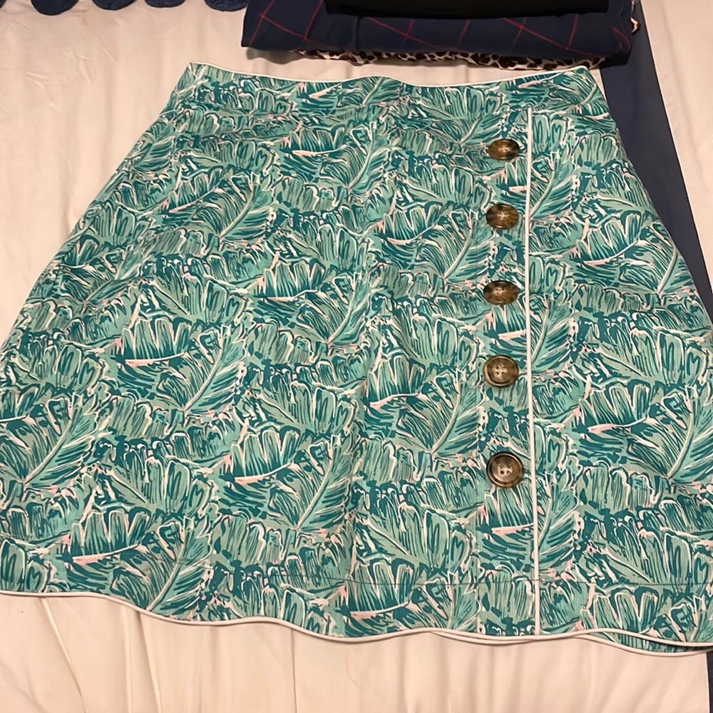 Floral teal and pink mini skirt